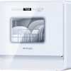 Amazon : $259.98 ($399.97)  AIRMSEN A01 Portable Countertop Dishwasher, 5 Place Settings& 5L Water Tank for Apartments, 2-Level Rack, 7 Programs, 360° 3-Spray Arms, 167℉ High-Temp& Air-Dry Function, LED Touch Control