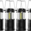 Amazon :$11.49 ($22.99)Lichamp 4 Pack LED Camping Lanterns, Battery Powered Camping Lights COB Super Bright Collapsible Flashlight Portable Emergency Supplies Kit, Black