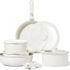 Amazon:$59.89 ($119.99)CAROTE 11pcs Pots and Pans Set, Nonstick Cookware Sets Detachable Handle, Induction RV Kitchen Set Removable Handle, Oven Safe, Cream White
