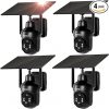 Amazon:$179.99 ($239.99)Xega 4 Pack WiFi Solar Security Camera, HD PTZ Wireless Outdoor IP Camera Surveillance Rechargeable Battery with Solar Panel, IR Night Vision, 2-Way Audio, PIR Human Detection, IP66 Waterproof, 2.4GHz