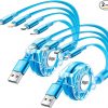 Amazon :$6.99 ($13.99)Multi Charging Cable,2Pack 4Ft Retractable Charger Cable,4 in 1 Multi Charging Cord Multi USB Cable with Lightning/Type C/Micro USB Port for Cell Phones,iPhone,iPads,Samsung Galaxy,PS,Tablets,More