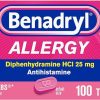 Amazon:$8.86 ($19.74)Benadryl Ultratabs Antihistamine Allergy Relief Medicine, Diphenhydramine HCl Tablets for Relief of Cold & Allergy Symptoms Such as Sneezing, Runny Nose, & Itchy Eyes & Throat, 100 ct