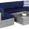 Amazon:$599.98 ($899.99)Best Choice Products 7-Piece Modular Outdoor Sectional Wicker Patio Conversation Set w/ 2 Pillows, Coffee Table, Cover Included - Gray/Navy
