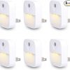 Amazon : $6.99 ($9.99) Uigos LED Night Light, Warm White Nightlight, Dusk-to-Dawn Sensor, Bedroom, Bathroom, Kitchen, Hallway, Stairs, Energy Efficient, Compact, 6-Pack