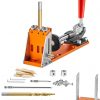 Amazon : $16.99 ($34.99)  VEVOR 30 Pcs Pocket Hole Jig Kit, Adjustable & Easy to Use Pocket Hole Jig System with Step Drills, Drill Stop Rings, Wrenches, and Square Drive Bits, Dual Scale Marks for DIY Carpentry Projects