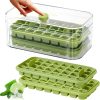 Amazon: $7.99 ($15.99) Ice Cube Tray with Lid and Bin, 2 Pack ice cube tray for Freezer, 64 Pcs Ice Cube Trays (Green)
