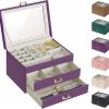 Amazon: $11.24 ($24.99) Jewelry Box with Glass Lid, PU Jewelry Holder Organizer for Big Small Jewelry