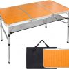 Amazon : $52.99 ($56.99) LJMBOEN Folding Camping Table,48''x24'' 4FT Adjustable Height Aluminum Portable Picnic Table,3 Fold Lightweight Outdoor Table with Mesh Bag & Carrying Bag for Indoor Travel Beach and Party :$52.99 ($56.99)