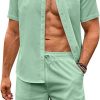 Amazon: $12.00 ($40.99) Men’s 2 Pieces Linen Set Short Sleeve Beach Outfits Casual Button Down Shirt and Short Sets