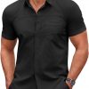 Amazon : $10.99 ($29.99) COOFANDY Men's Muscle Fit Dress Shirts Short Sleeve Cotton Casual Button Down Shirt with Pocket