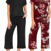 Amazon : $19.24 ($34.99)  Ekouaer 2 Pack: Women's Pajamas Set Short Sleeve Sleepwear Capri Pants Pjs Sets Soft Loungewear With Pockets
