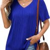 Amazon: $9.99 ($18.99) Womens V Neck Short Sleeve T Shirts Summer Knit Textured Tops Loose Fit Basic Tee Blouse