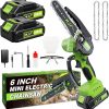 Amazon : $29.99 ($45.99) Mini Chainsaw Cordless 6-Inch with 2 Battery, One-Handed, Smooth Cutting, Portable Electric Chain Saw for Wood Cutting Tree Trimming, With Complete Chainsaw Kit, MJF