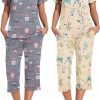 Amazon : $12.24 ($34.99) Ekouaer 2 Pack Women's Sleepwear Capri Pajama Sets Short Sleeve Two-Piece Pjs V Neck Tops & Capri Pants with Pockets S-3XL