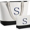 Amazon: $10.40 ($25.99) Initial Canvas Beach Tote Bag & Makeup Bag Zipper Travel Beach Essentials Personalized