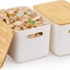 Amazon: $13.99 ($29.99) 2Pk Storage Bins with Bamboo Lids – Plastic Storage Containers with Lids Stackable