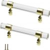 Amazon:$9.99 ($19.99)5 Pack Cabinet Handles Clear Acrylic Drawer Pulls with Gold Zinc Alloy Base 3.75 in Hole Center for Cupboard Wardrobe Closet 6 inch Long Kitchen Cabinet Door Handles