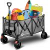 Amazon:$74.99 ($149.99)Collapsible Wagon Carts, Heavy Duty Folding Beach Wagon with All-Terrain Detachable Wheels, Brake and Drink Holders for Camping, Shopping, Garden, Sports, Load up to 330LBS/260L, Grey