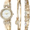 Amazon :$44.00 ($150.00)Anne Klein Women's Premium Crystal Accented Bangle Watch and Bracelet Set