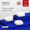 Amazon:$409.99 ($549.99)Amazon eero Pro 6E mesh Wi-Fi router | 2.5 Gbps Ethernet | Coverage up to 6,000 sq. ft | Connect 100+ devices | Ideal for streaming, working, and gaming | 3-Pack | 2022 release