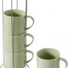 Amazon: $10.85 ($37.99) Coffee Mugs Set with rack, 15 Ounce Porcelain Stackable Large Coffee Cups Set of 4 w/ handle