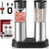 Amazon : $19.99 ($39.99)  Gravity Electric Salt And Pepper Grinder Set- USB Rechargeable Automatic Grinder Generous Capacity Adjustable Fineness One Handed Operation Grade Steel Stainless Steel Construction, LED Light 