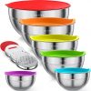 Amazon: $19.99 ($36.99) Mixing Bowls with Colorful Airtight Lids, 6 Piece Stainless Steel Metal Bowls w/ 3 Grater Attachments