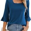 Amazon: $9.99 ($19.99) Women’s Casual 3/4 Sleeve Tops Summer Square Neck T Shirts Ruffle Loose Fit Tunic Blouses