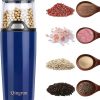 Amazon : $8.39 ($19.96)  Qingrun Electric Salt or Pepper Grinder is Provided With Button Control for Pepper Grinder,Battery-Powered Pepper Mill,One-Hand Operation and White Light.Adjustable Roughness Pepper Grinder.Blue