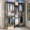 Amazon : $64.99 ($129.99)  FLEXIMOUNTS Heavy Duty Clothes Rack with Five Hanger Rods, Freestanding Metal Wardrobe Storage Rack with Adjustable 8 Tiers Wire Shelving & Two Anti-tip Devices, Max Load 1210LBS, Black