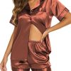 Amazon: $10.79 ($23.99) Womens Satin Silk Pajamas Set Short Sleeve Button Down Top and Shorts Sleepwear 2 Piece Pjs Set