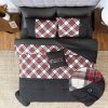 Amazon: $19.79 ($65.99) Plaid Queen Comforter Set, 8 Pieces Red Printed and Spliced Plaid Herringbone Bedding Set