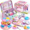 Amazon : $19.99 ($39.99) JOYIN 35Pcs Unicorn Tea Party Set for Little Girls, Pretend Tin Teapot Set, Princess Tea Time Play Kitchen Toy with Dessert, Doughnut, Carrying Case for Birthday Easter Gifts Kids Toddlers Age 3 4 5 6