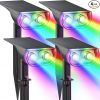 Amazon :$21.99 ($69.99)Linkind Solar Outdoor Lights, Solar Lights Outdoor Waterproof IP67 Solar Spot Lights, 2-in-1 Color Changing Solar Spot Lights Outdoor, RGBW Outdoor Lights for Yard Garden Decor, 4 Pack