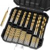 Amazon:$16.24 ($24.99)TICONN 99PCS Titanium Coated Drill Bit Set, 135 Degree Tip HSS Bits Kit with Storage Case for Aluminum, Copper, Soft Alloy Steel, Wood, Plastic Size from 1/16'' to 3/8''