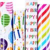 Amazon:$8.39 ($13.99)PlandRichW Birthday Wrapping Paper 4 Mini Rolls 17'' x 120'' for Kids Boys Girls Baby, Birthday Candles, Colorful Balloons, Rainbow Stripes, Happy Birthday Letters