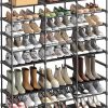 Amazon:$24.99 ($39.99)SONGMICS Large Shoe Rack, 8-Tier Shoe Organizer, Shoe Storage Holds up to 48 Pairs, Stackable, Large Capacity, Steel Tubes and Non-Woven Fabric, for Entryway, Closet, Garage, Ink Black ULSA319B01
