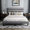 Amazon :$49.99 ($99.99)Bed Frame Queen Linen Fabric Platform with Adjustable Upholstered Headboard, Grey Modern Bed Wooden Slats Support, Non-Slip&Quiet, No Box Spring Needed, Easily-Assemble, Dark Gray