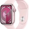 Amazon : $299.00 ($399.00)   Apple Watch Series 9 [GPS 41mm] Smartwatch with Pink Aluminum Case with Light Pink Sport Band S/M. Fitness Tracker, ECG Apps, Always-On Retina Display, Water Resistant