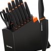 Amazon : $39.99 ($299.99)  Knife Set, Astercook 15 Pcs Dishwasher Safe Kitchen Knife Set with Built-in Sharpener, High Carbon German Stainless Steel Black Knife Block Set
