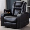 Amazon : $319.99 ($429.99)   CANMOV Electric Power Recliner Chair with USB Ports and Cup Holders, Breathable Leather Home Theater Seating with Hidden Arm Storage (Black)