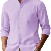 Amazon : $9.79 ($27.98)  COOFANDY Men's Long Sleeve Oxford Shirt Band Collar Button Down Shirts Summer Beach Shirt