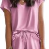 Amazon: $9.99 ($26.99) Satin Pajamas for Women Short Sleeve Silk Sleepwear Two Piece Pj Sets with Ruffled Shorts