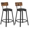 Amazon : $59.48 ($85.99) VASAGLE Bar Stools, Set of 2 PU Upholstered Breakfast Stools, 29.7 Inches Barstools with Back and Footrest, Simple Assembly, for Dining Room Kitchen Counter Bar, Rustic Brown and Black ULBC059B81