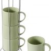 Amazon :$10.85 ($37.99)Hasense Coffee Mugs Set with rack, 15 Ounce Porcelain Stackable Large Coffee Cups Set of 4 with handle for Drinks Like Tea, Cappuccino, Milk, Mocha and Cereal, Microwave & Dishwasher Safe, Green