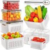 Amazon : $11.99 ($19.99)  4 Pack Fruit Storage Containers for Fridge with Removable Colanders, Airtight Produce Vegetable Berry Containers for Fridge, All-In-One Food Storage Containers for Washing, Draining, Freshness
