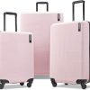 Amazon : $214.10 ($439.97)   AMERICAN TOURISTER Stratum Xlt Expandable Hardside Luggage with Single Spinner Wheels, Pink Blush, 3-Piece Set (20/24/28)