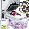 Amazon : $31.98 ($49.99)  Fullstar 19-in-1 Vegetable Chopper, Mandoline Slicer & Cheese Grater - Multi Blade French Fry Cutter & Veggie Dicer - Includes Bonus Handheld Spiralizer & Kitchen Gadgets (Black//White)