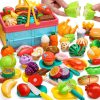 Amazon: $9.59 ($25.85) 100 PCS Cutting Play Food Set for Kid Kitchen, Storage Basket with Vegetable & Fruit Toy