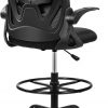 Amazon:$108.98 ($189.99)Primy Drafting Chair Tall Office Chair with Flip-up Armrests Executive Ergonomic Computer Standing Desk Chair with Lumbar Support and Adjustable Footrest Ring (Black)